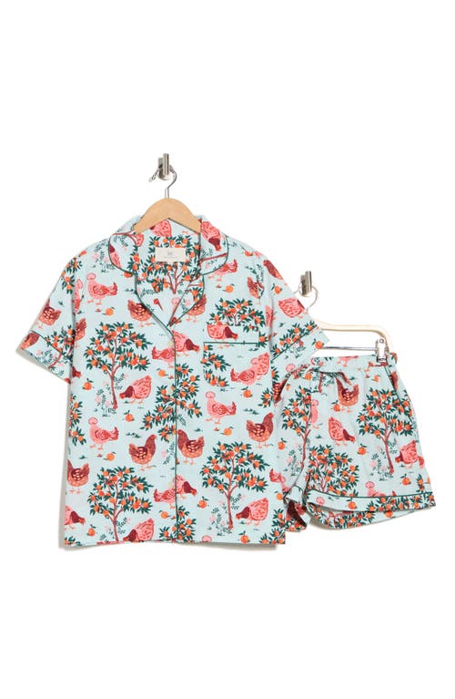 Printfresh Organic Cotton Poplin Short Sleeve Pajamas In Blue