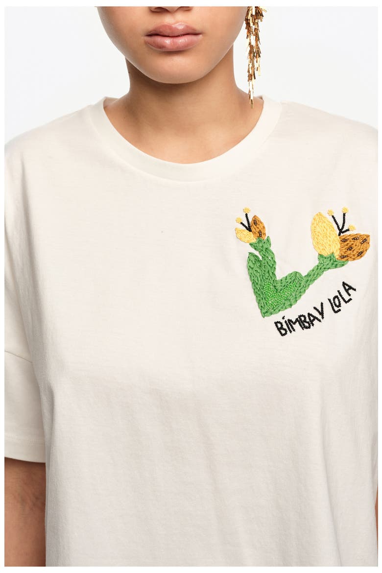 Hand Embroidered Logo T-Shirt, Alternate, color, IVORY