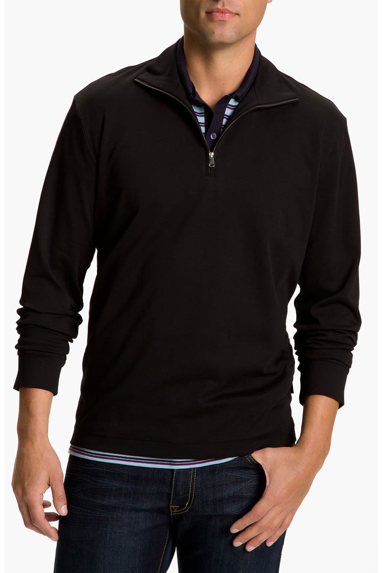 Black 'Padua' Quarter Zip Pullover, Main, color, BLACK