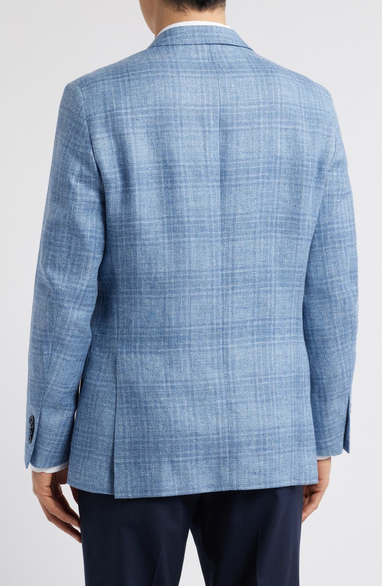 Peter Millar Hyperlight Soft Plaid Linen, Wool & Silk Sport Coat, Alternate, color, Light Blue