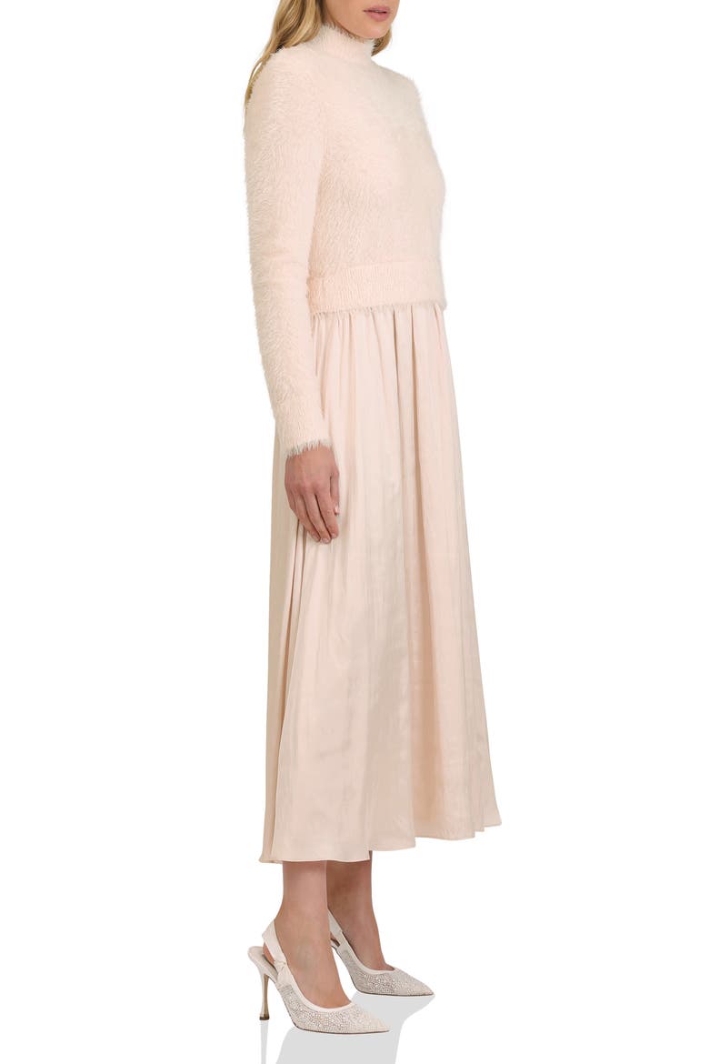 Long Sleeve Mixed Media Maxi Dress, Alternate, color, CHAMPAGNE