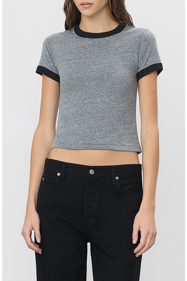 Ringer Baby Tee, Main, color, DARK GREY/ BLACK