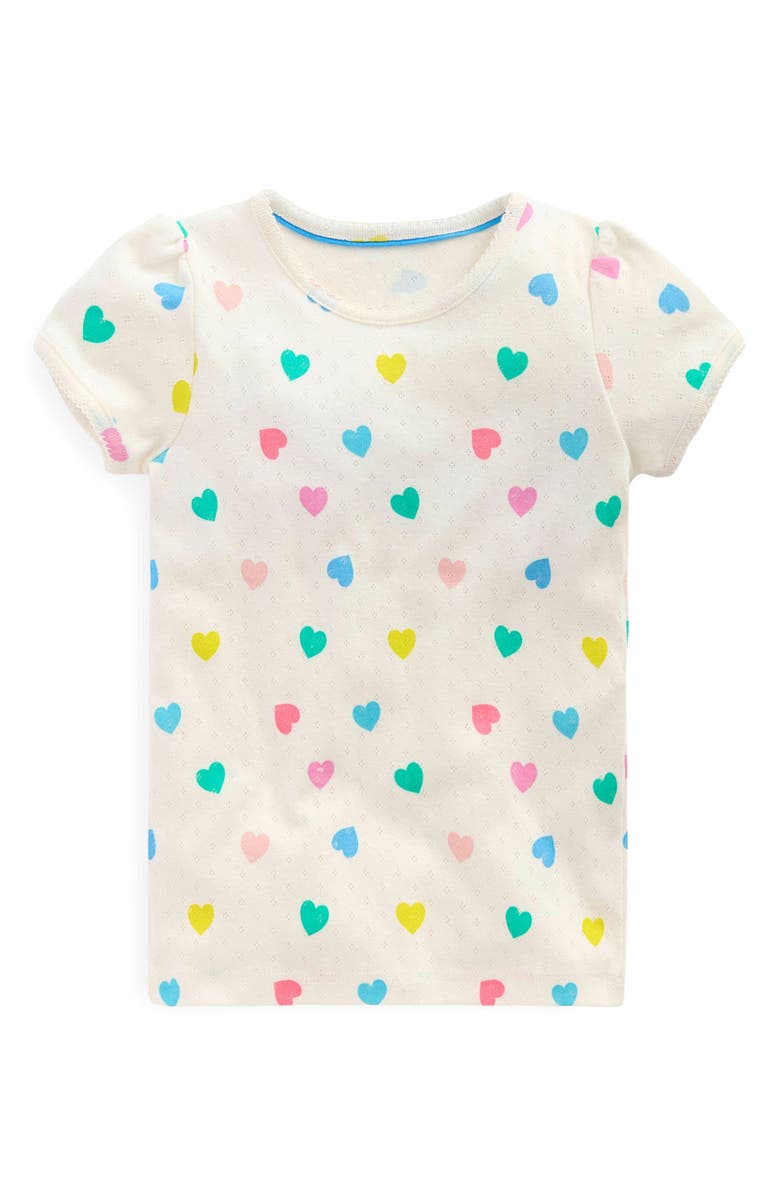 Mini Boden Kids' Heart Print Pointelle Cotton T-Shirt, Main, color, 