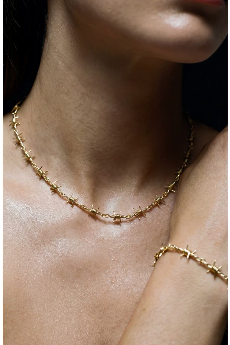 The Barbwire Necklace & Bracelet Set, Alternate, color, GOLD