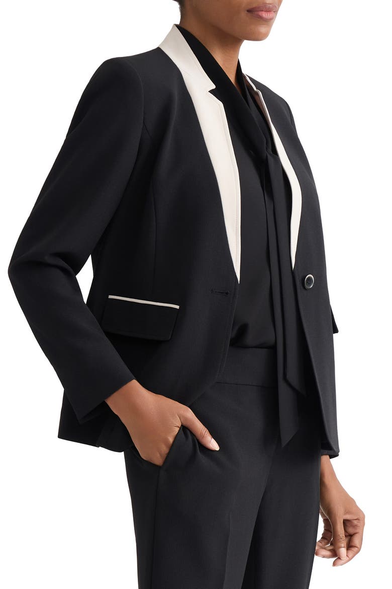 Colorblock Stretch Crepe Jacket, Alternate, color, BLACK/ PARCHEMENT