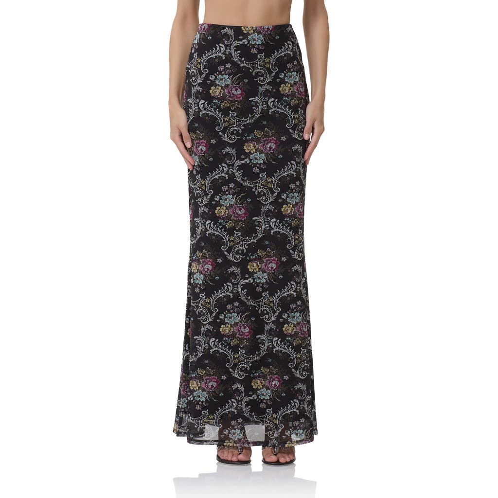 Afrm Tegan Floral Maxi Skirt In Black