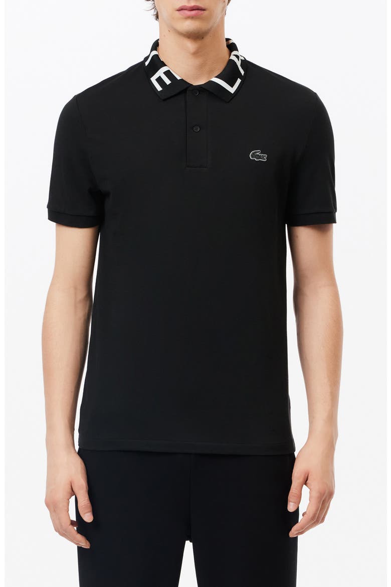 Semi Fancy Slim Fit Piqué Knit Polo, Main, color, 031 BLACK