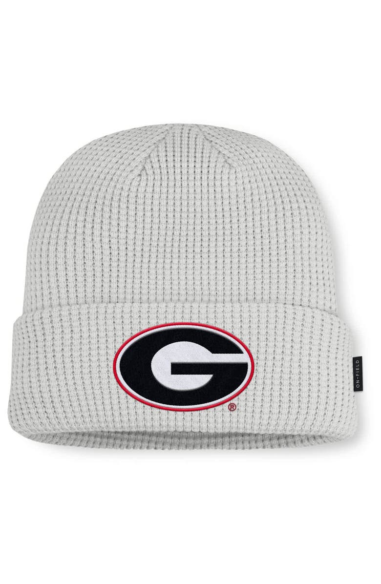 Nike Men Nike Gray Georgia Bulldogs 2025 On-Field Utility Cuffed Knit Hat, Main, color, 