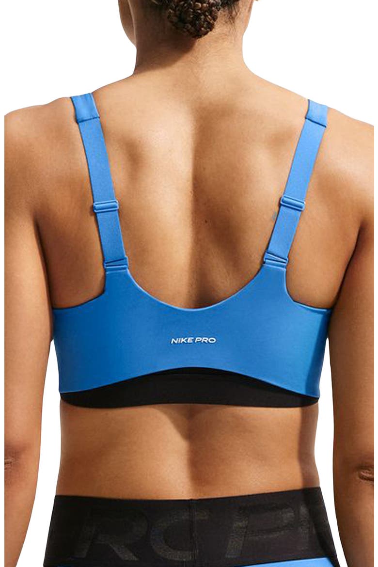 Sculpt Dri-FIT Strappy Sports Bra, Alternate, color, LT PHOTO BLUE/ BLACK/ WHITE