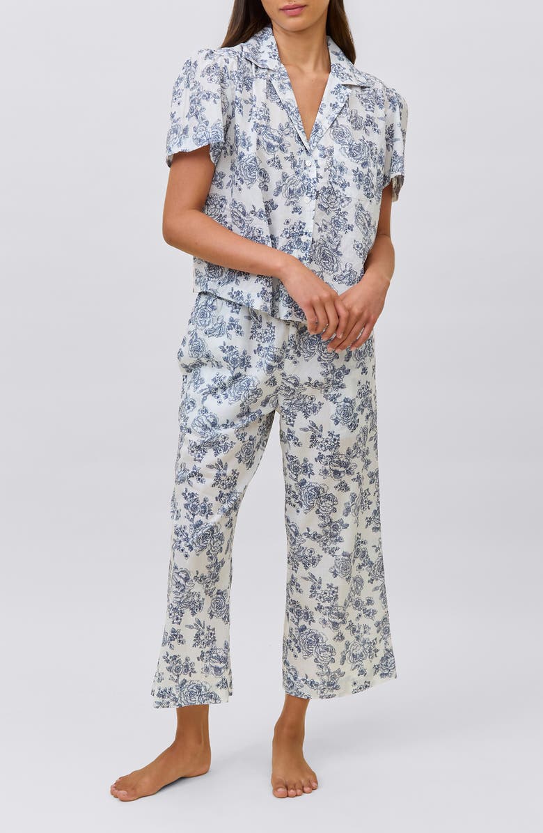 Papinelle Nostalgia Floral Crop Cotton Pajamas, Main, color, White