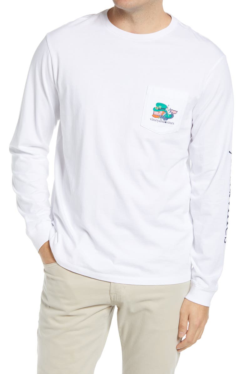 vineyard vines Men's Bagpipe Whale Long Sleeve Pocket Graphic Tee, Main, color,
