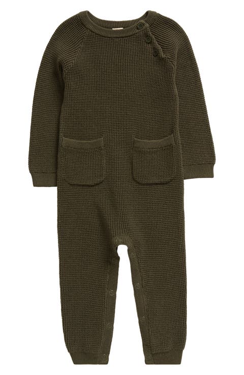 Waffle Knit Cotton Pocket Romper (Baby)