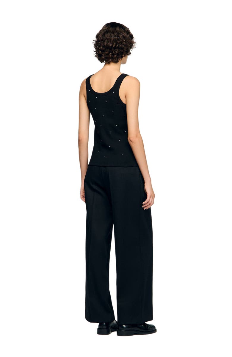 SANDRO Jersey tank with rhinestones, Alternate, color, Black
