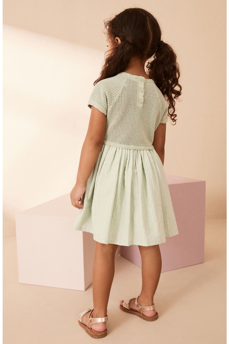 Kids' Crochet Fit & Flare Dress, Alternate, color, GREEN