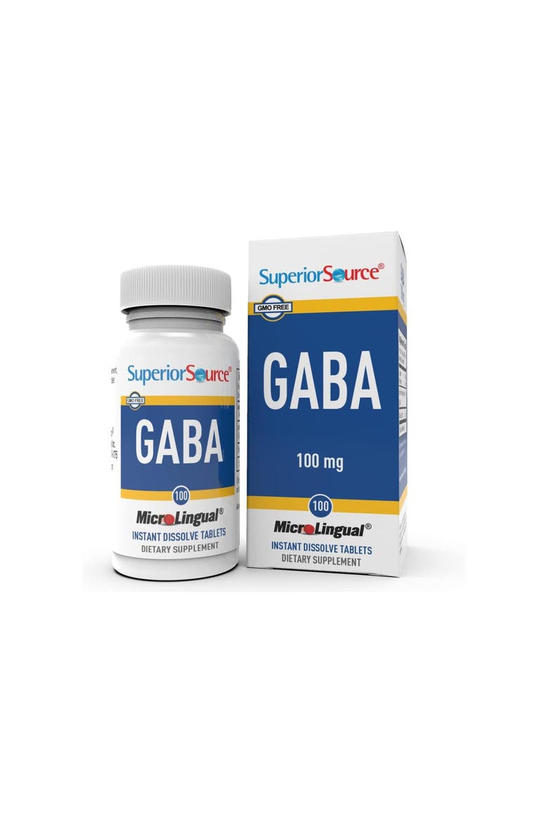 GABA Sublingual Dissolving Tablets Instant Absorb Relaxation Support, Main, color, White