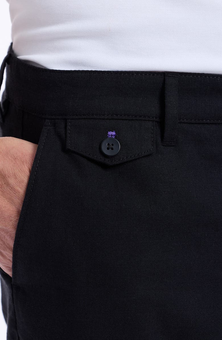 Robert Graham Dixton Cotton & Linen Shorts, Alternate, color, Black