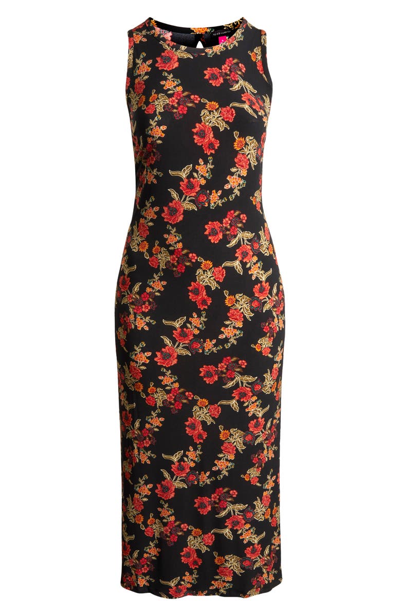 Vince Camuto Floral Sleeveless Jersey Maxi Dress, Alternate, color, Chili