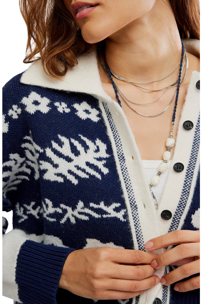 Shelby Floral Jacquard Cardigan, Alternate, color, NAVY