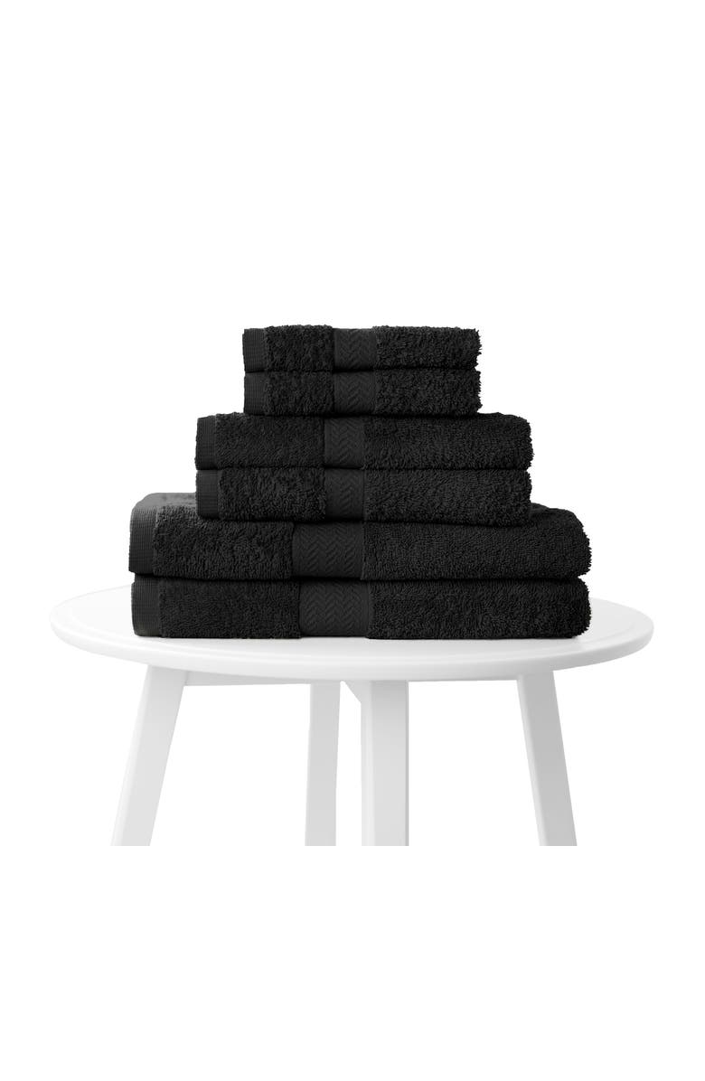 Martex Ringspun 6-Piece Towel Set, Alternate, color, Black