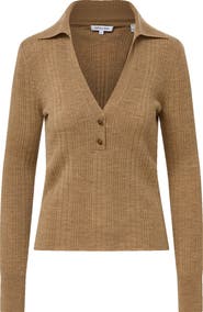 Veronica Beard Rouni Johnny Collar Wool Sweater