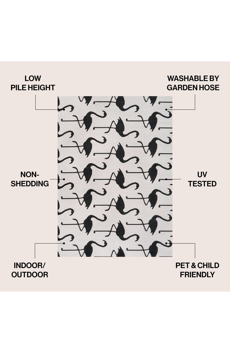 JONATHAN Y Liana Casual Coastal Flamingos Two-Tone Indoor/Outdoor Area Rug, Alternate, color, White/Black