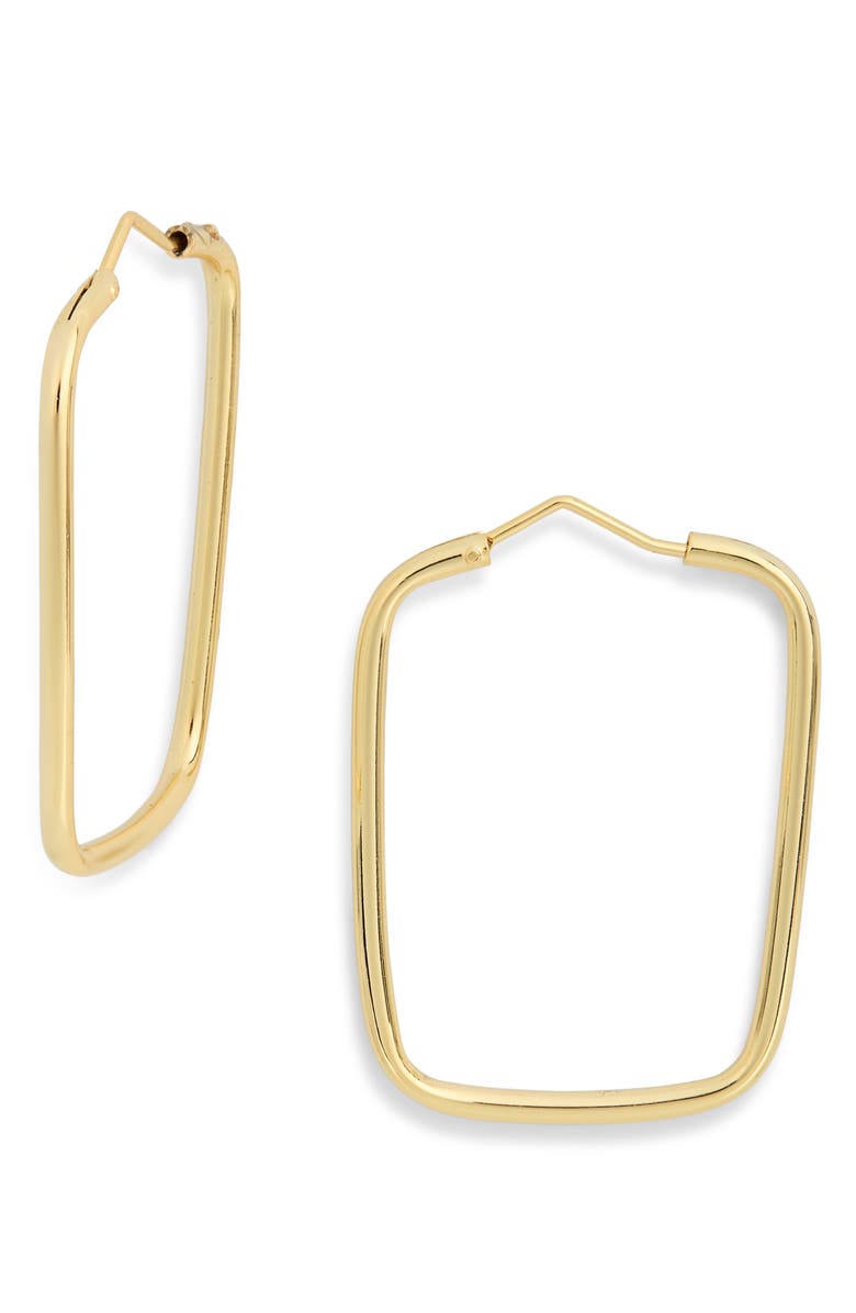 ARGENTO VIVO Thin Rectangle Hoop Earrings, Main, color, Gold