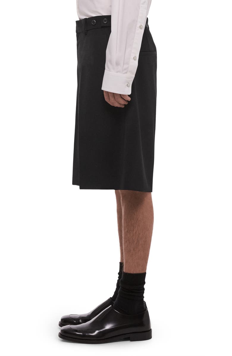 Helmut Lang Gab Pleated Wool Shorts, Alternate, color, Black