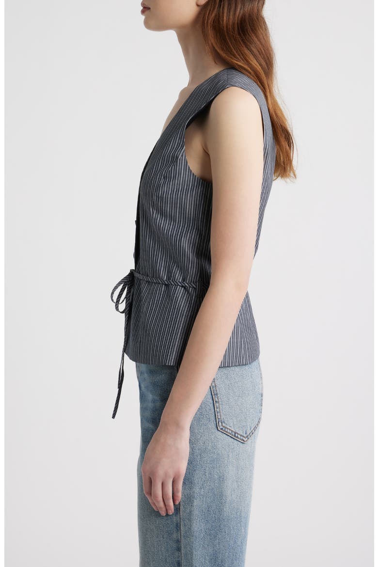 Paulette Stripe Tie Waist Poplin Vest, Alternate, color, SALST