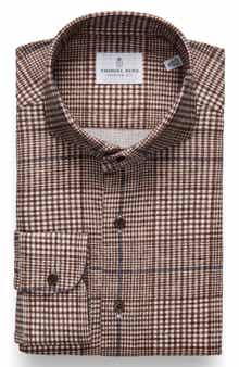 Emanuel Berg Modern Fit Glen Check Stretch Cotton Knit Dress Shirt