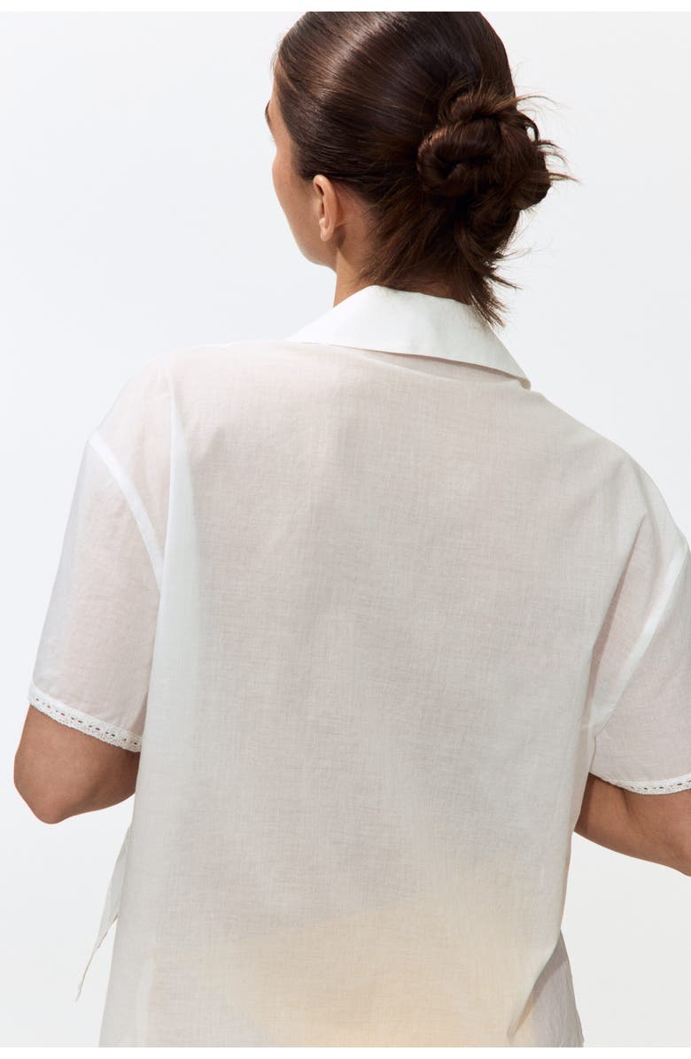 H&M Lace-trimmed beach shirt, Alternate, color, White