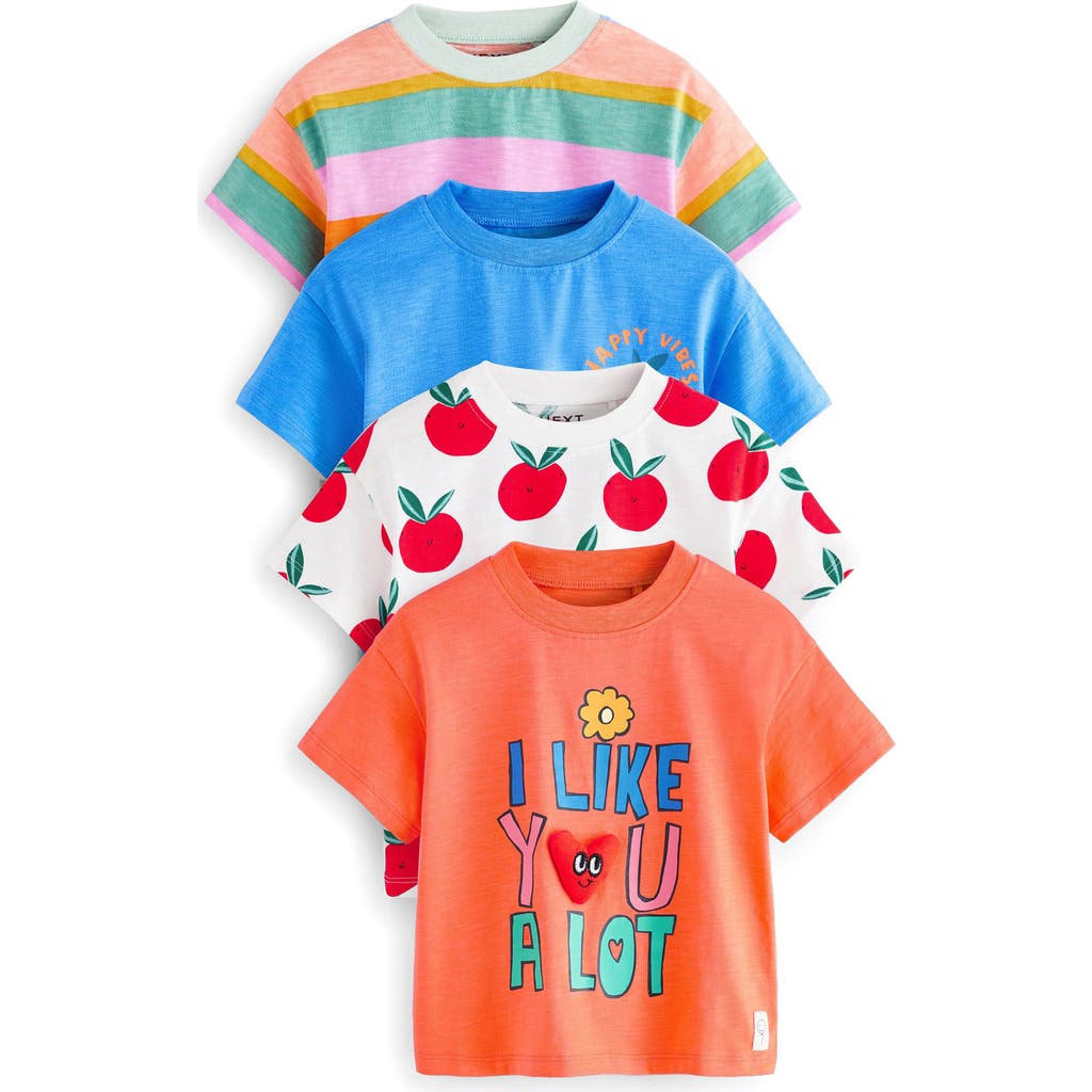 Next Kids' Assorted 4-pack Cotton T-shirts In Orange