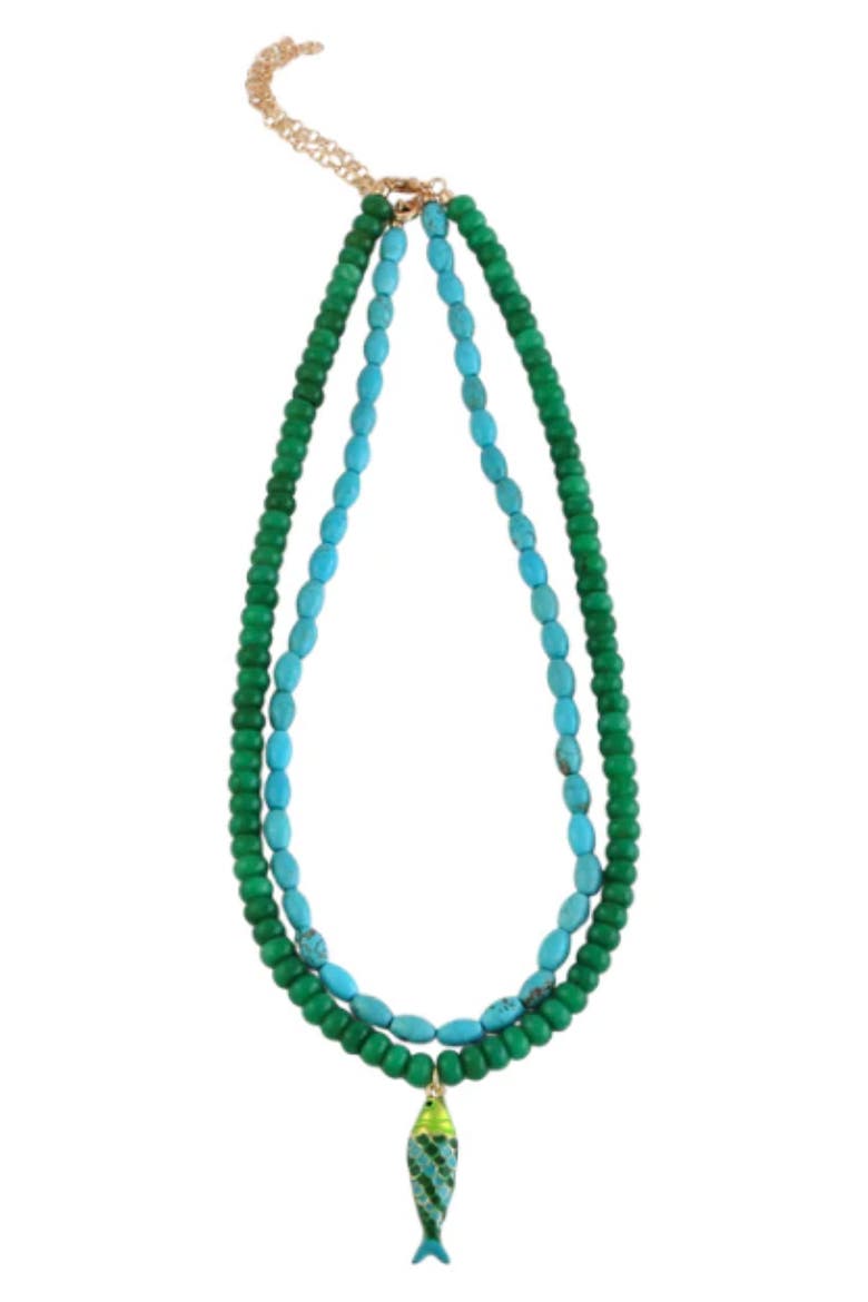 The Seaside 2-Pack Necklace Stack, Main, color, GREEN