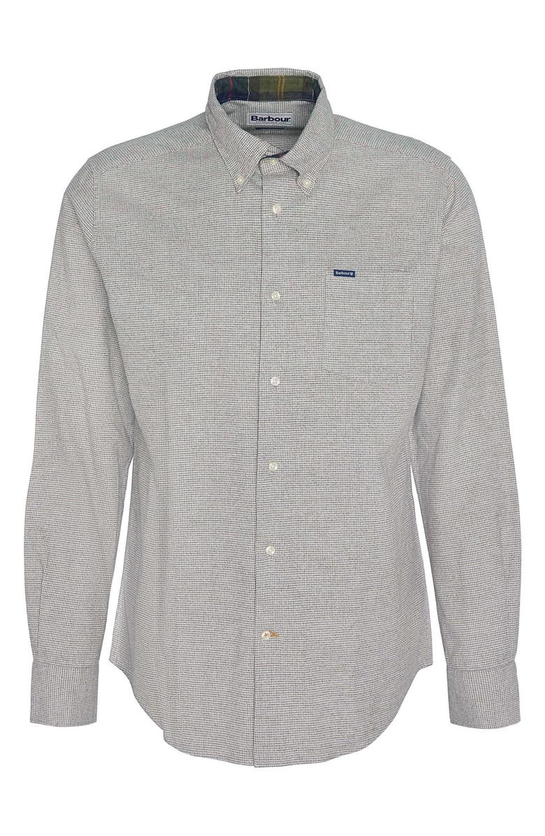 Barbour Turner Houndstooth Button-Down Shirt, Alternate, color, Olive