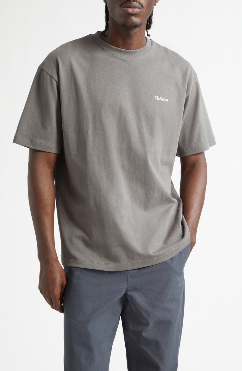 PALMES Pigment Dyed Logo Graphic T-Shirt, Main, color, Charcoal