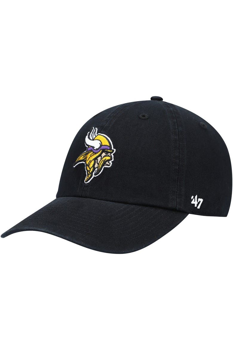 Men's '47 Black Minnesota Vikings Secondary Clean Up Adjustable Hat, Main, color, Black