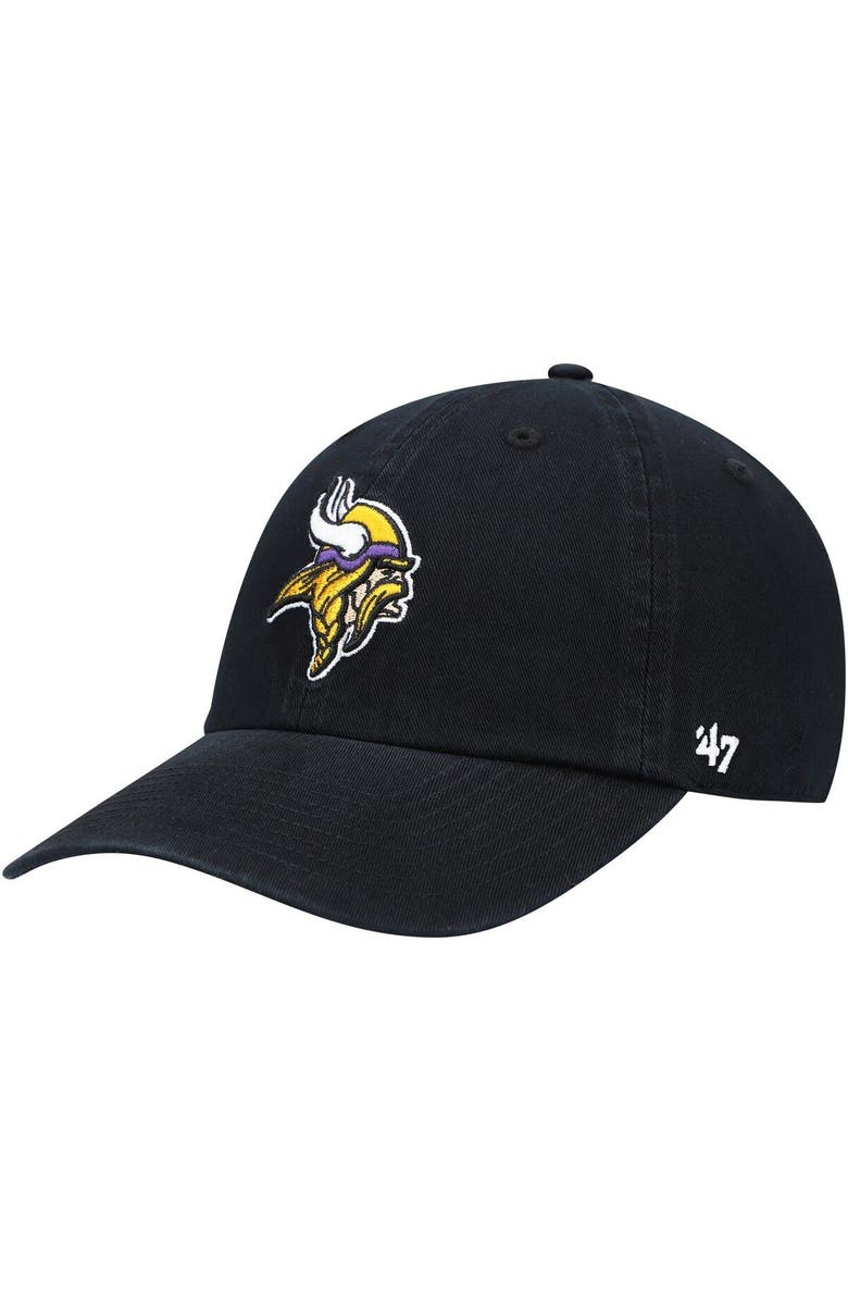'47 Men's '47 Black Minnesota Vikings Secondary Clean Up Adjustable Hat, Main, color, Black