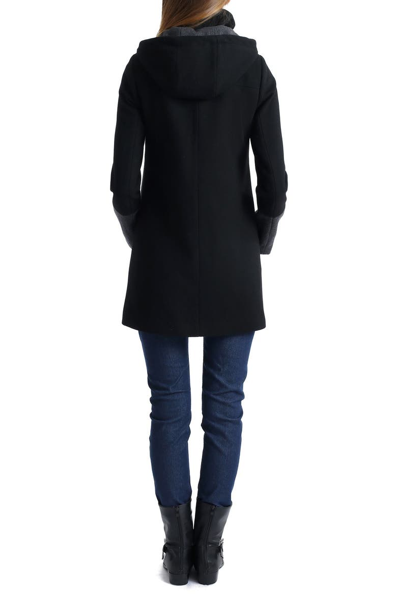Tessa Colorblock Wool Blend Maternity Coat, Alternate, color, BLACK