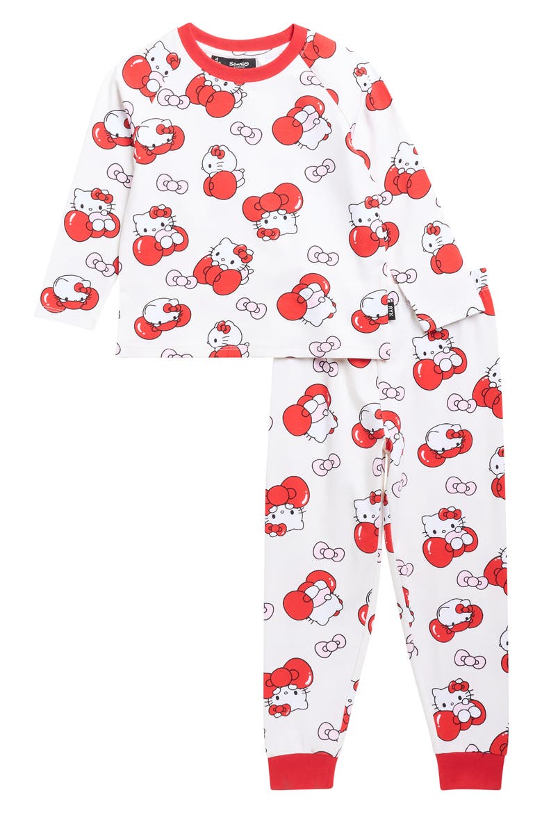 x Hello Kitty Kids' Fitted Two-Piece Pajamas, Main, color, CREAM