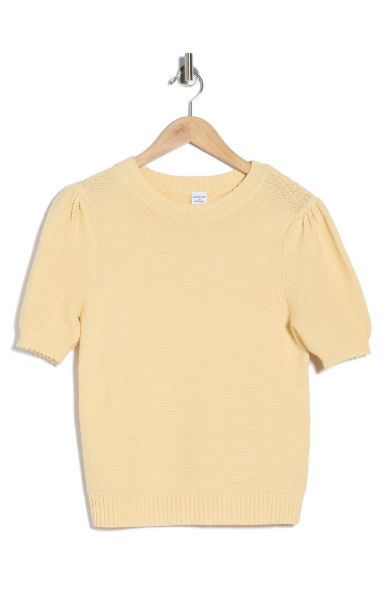 Melrose and Market Textured Stitch Short Sleeve Sweater, Alternate, color, Beige Gelato