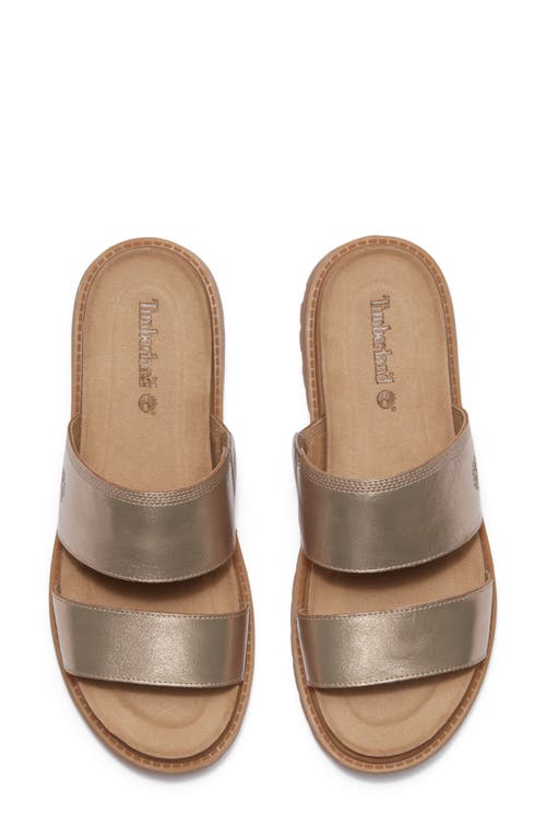 Timberland Clairemont Way Slide Sandal In Gold Metallic