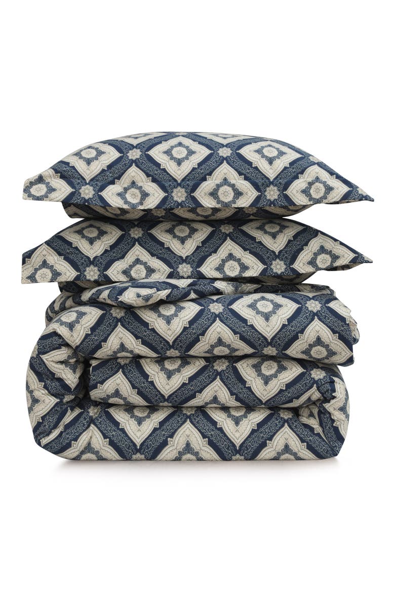 Damask Cotton Flannel Comforter & Sham Set, Main, color, MULTI BLUE