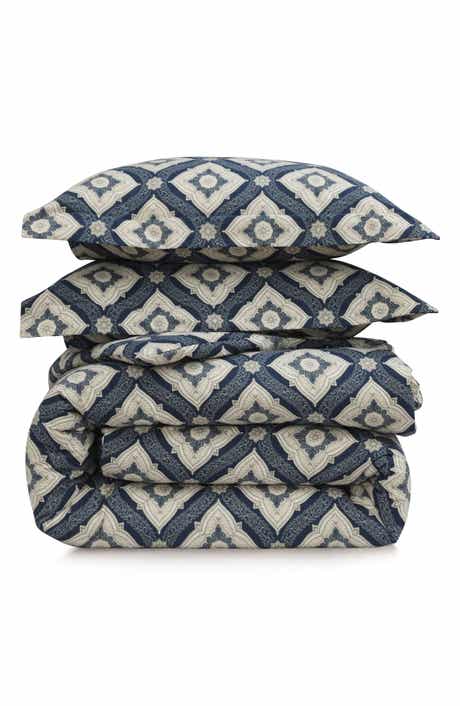 AZORES HOME Damask Cotton Flannel Comforter & Sham Set