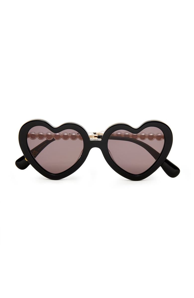 Lele Sadoughi Pearl Sweetheart Sunglasses, Main, color, Jet 001