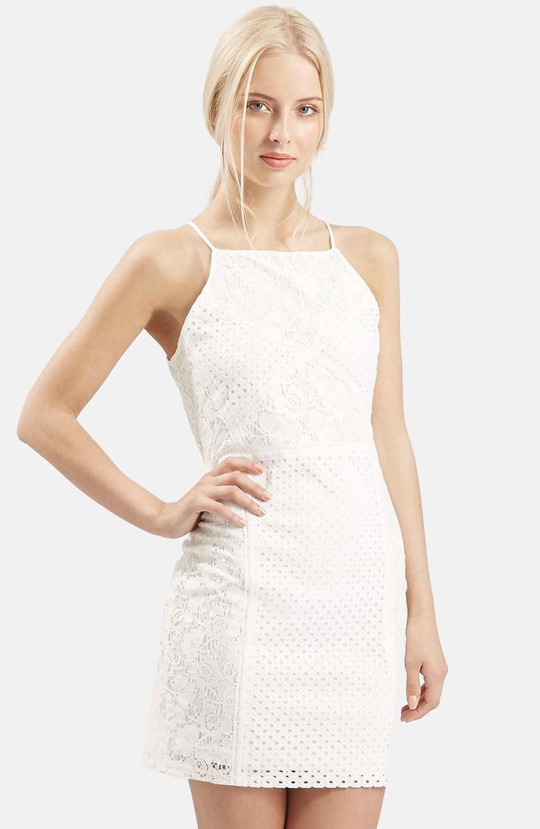 Topshop Strappy Lace Body-Con Dress, Main, color,