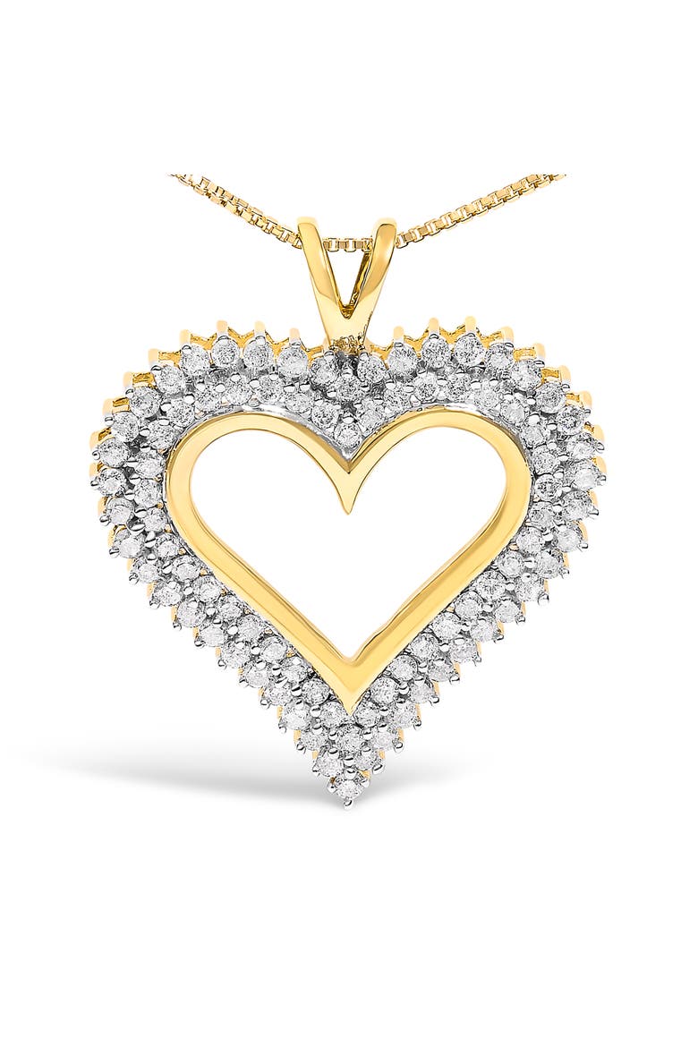 Silver 2.00 Cttw Diamond Heart Pendant Necklace, Alternate, color, Yellow
