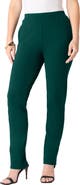 Roaman's Plus Size Ponte Straight Leg Pant With Pockets And Pull On Elastic Waist