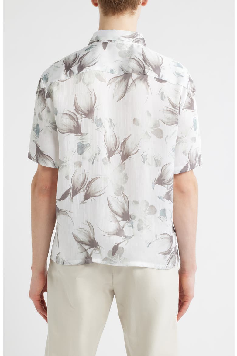 Oversize Floral Short Sleeve Button-Up Shirt, Alternate, color, WHITE LUMINOUS FLORAL