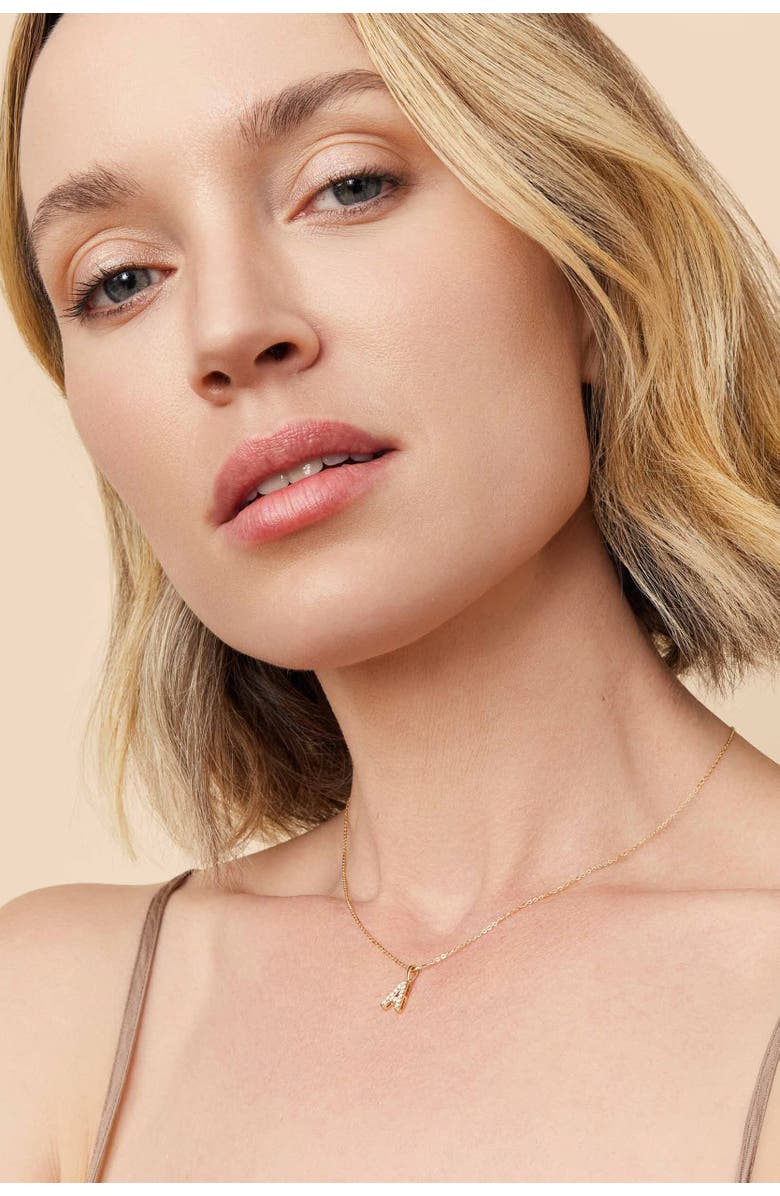 Oradina 14K Gold Luxe Letter Diamond Initial Pendant Charm, Alternate, color, Yellow Gold - A