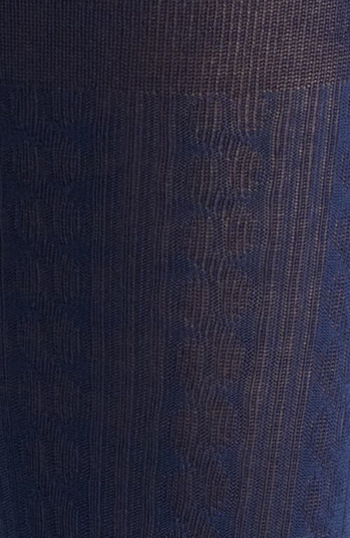 Hue Cotton Blend Cable Tights In Blue