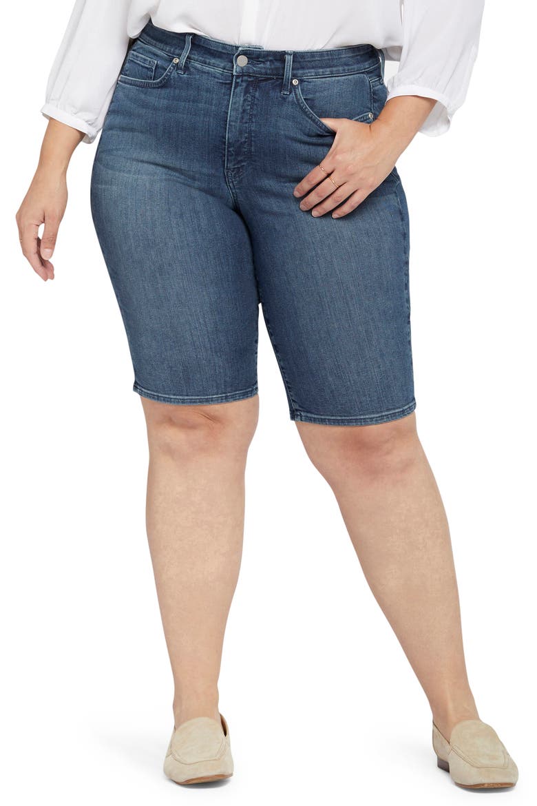 Briella Roll Cuff Denim Bermuda Shorts, Main, color, LANDSLIDE